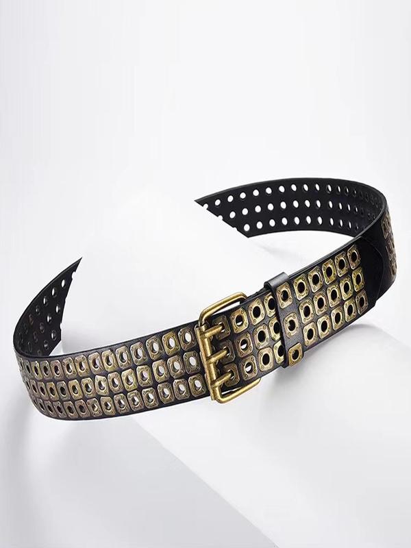 Punk Style Square Rivet Design PU Buckle Belt, Fashion Belt for Women for Daily Clothing Decor, Trendy All-match & Exquisite Belt for Birthday Gift