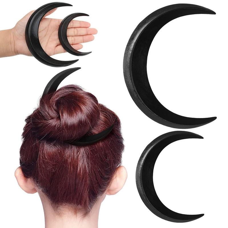 Wooden Moon Shaped Hair Pin, 1 Count Simple Hair Accessories for Women & Girls, Elegant Hair Accessories for Daily Wear