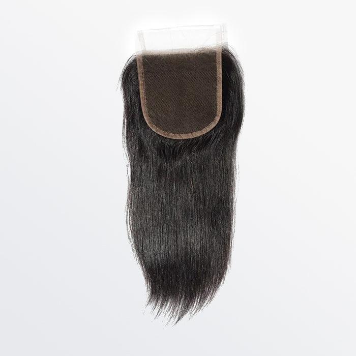 [Ashine] Free Parted Lace 4x4 Closure #1B Natural Black 100% Human Hair Pre Plucked Pre Bleached Pre Cut