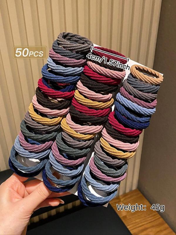 Solid Color Hair Tie, High Stretch Hair Tie, Casual Simple Hair Accessories for Women & Girls, Minimalist Headwear Suitable for Thick Hair