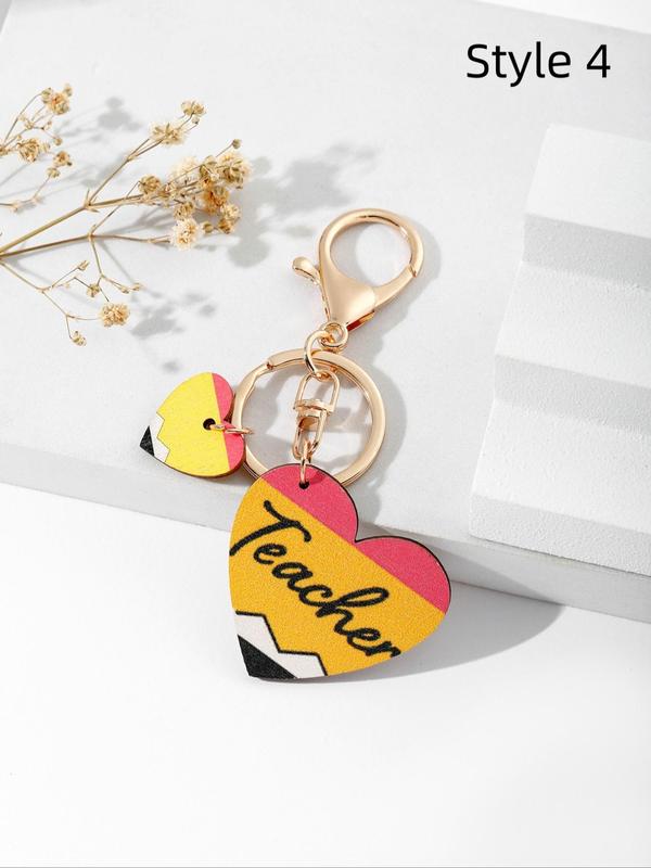 Creative Heart & Slogan Design Keychain, Cute Keychain for Teacher, Keychain Bag Pendant, Car Keychain Accessories As Gift