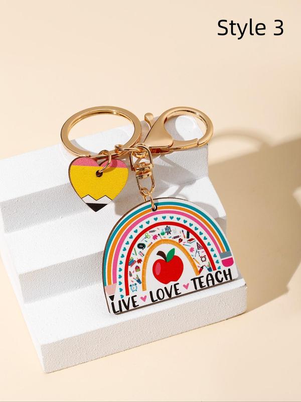 Creative Heart & Slogan Design Keychain, Cute Keychain for Teacher, Keychain Bag Pendant, Car Keychain Accessories As Gift