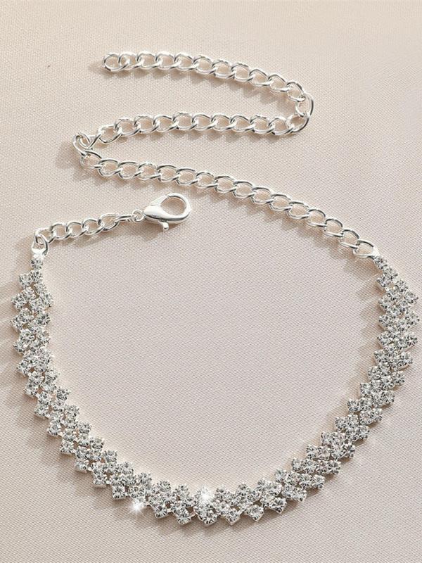 Rhinestone Decor Chain Anklet, Minimalist Rhinestone Decor Anklet for Girls Women for Daily Life