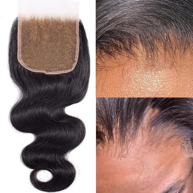 [Ashine] Free Parted Lace 4x4 Closure #1B Natural Black 100% Human Hair Pre Plucked Pre Bleached Pre Cut