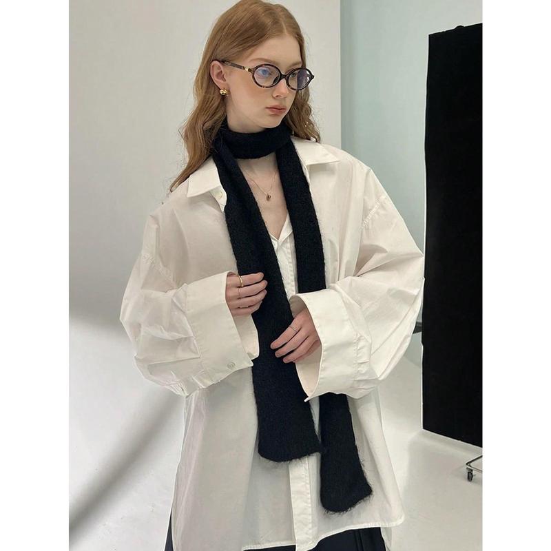 1pc Design Slightly Rolled Edge Thin Scarf Fashion Wear Long Versatile Scarf Thin Narrow Fashionable Women's Trendy Matching