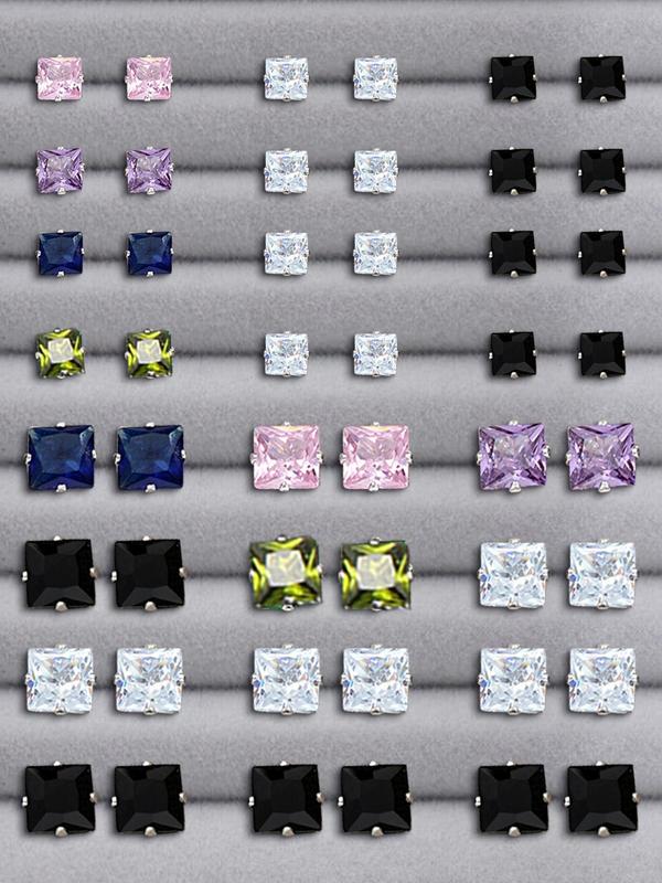 Summer Outfits 2024 Rhinestone Decorated Stud Earrings, Geometric Design Earrings, Ear Jewelry for Party Chic Gift for Women Back To School, Fall Outfits, Fall Freshness Fall