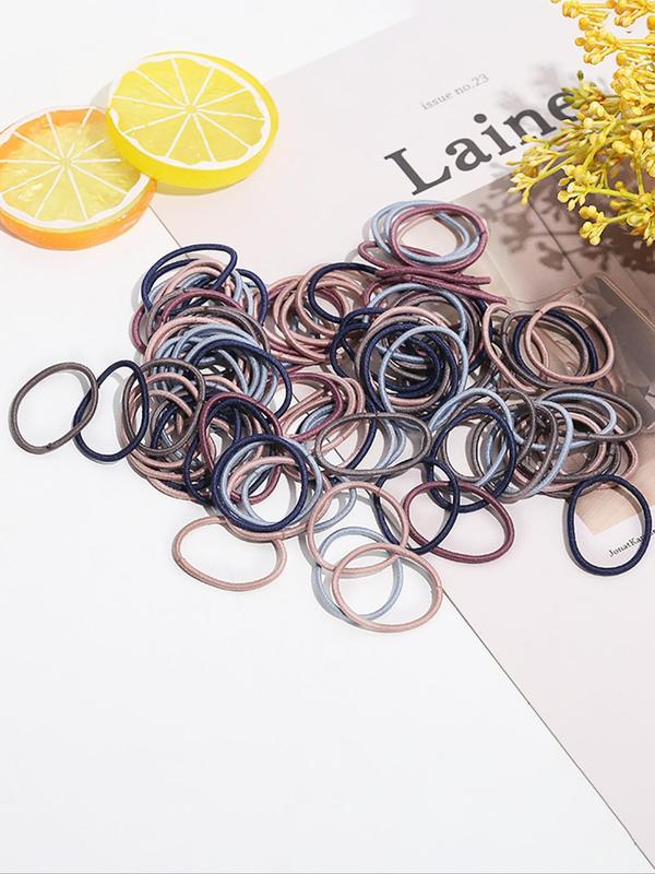 Simple Plain High Elastic Hair Ties, 100pcs Ponytail Holder for Women and Girls, Casual Versatile Hair Accessories for Daily Use, High Elastic Ponytail Holder