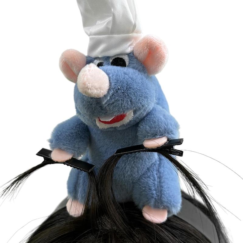 Cute Rat Design Plush Headband, 1 Count Funny Rat Stuffed Animal Hair Clip, Heatless Styling Tool for Women & Girls, Christmas Gift