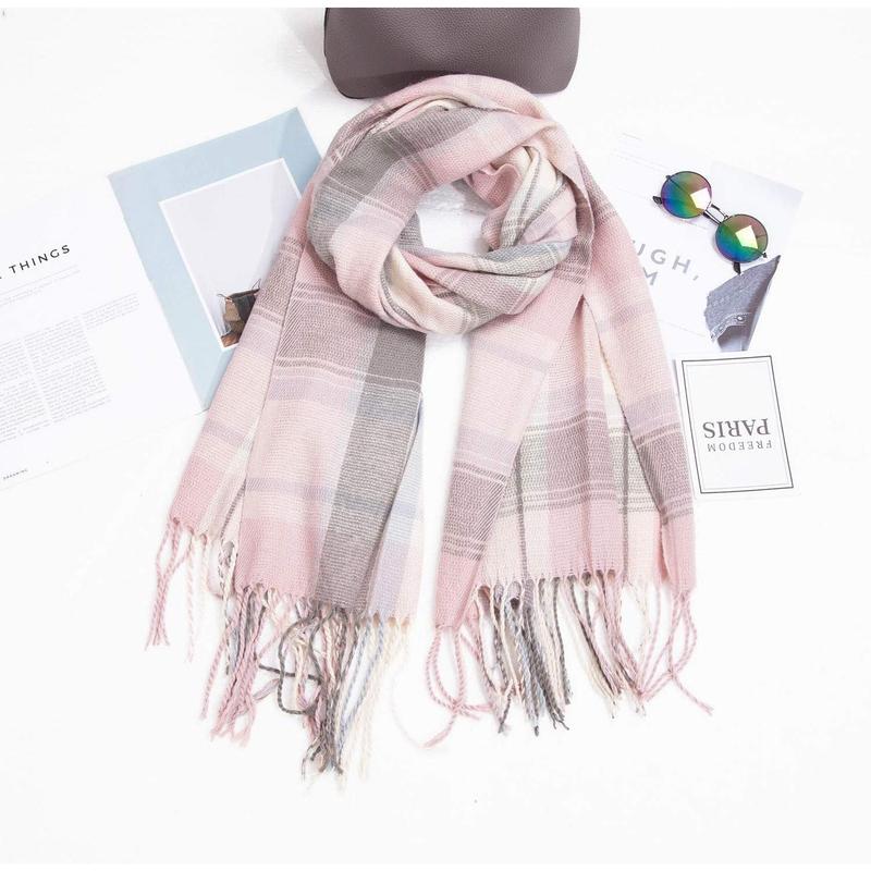 Women's Fashion Scarves Long Shawl Winter Thick Warm Knit Large Plaid Scarf