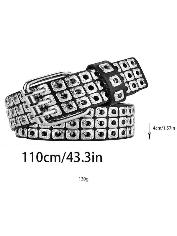 Punk Style Square Rivet Design PU Buckle Belt, Fashion Belt for Women for Daily Clothing Decor, Trendy All-match & Exquisite Belt for Birthday Gift