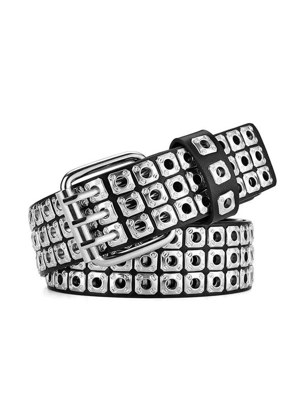 Punk Style Square Rivet Design PU Buckle Belt, Fashion Belt for Women for Daily Clothing Decor, Trendy All-match & Exquisite Belt for Birthday Gift