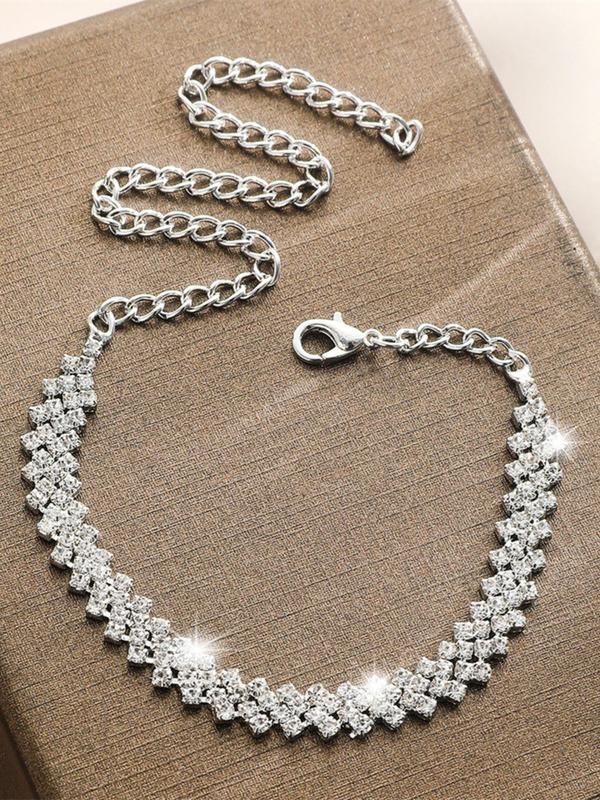 Rhinestone Decor Chain Anklet, Minimalist Rhinestone Decor Anklet for Girls Women for Daily Life