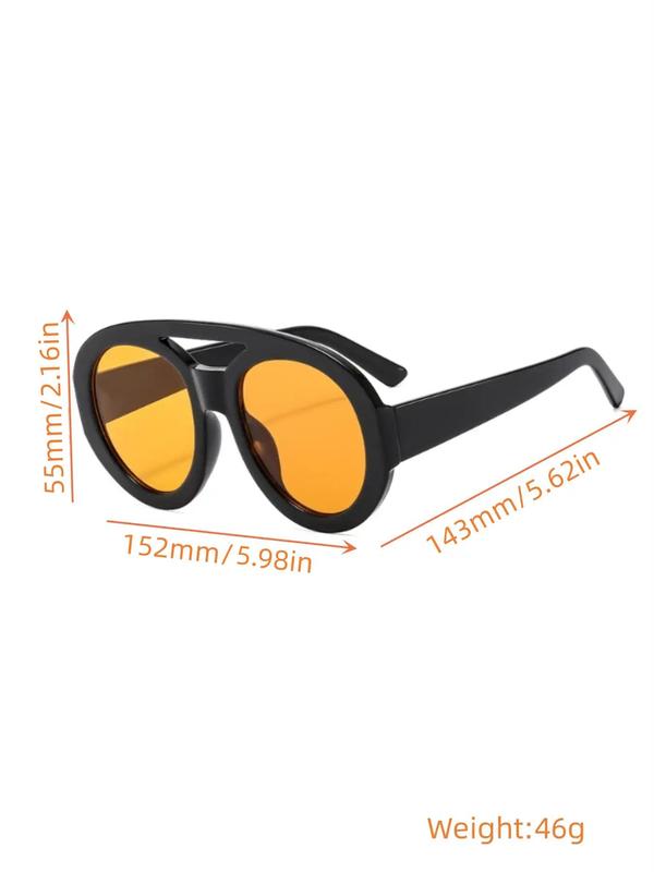 Unisex Street Style Y2k Sunglasses with Double Bridges, 1 Pair Trendy Casual Oval Frame Sunglasses for Everyday Use, Fashion Accessories for Outdoor Activities