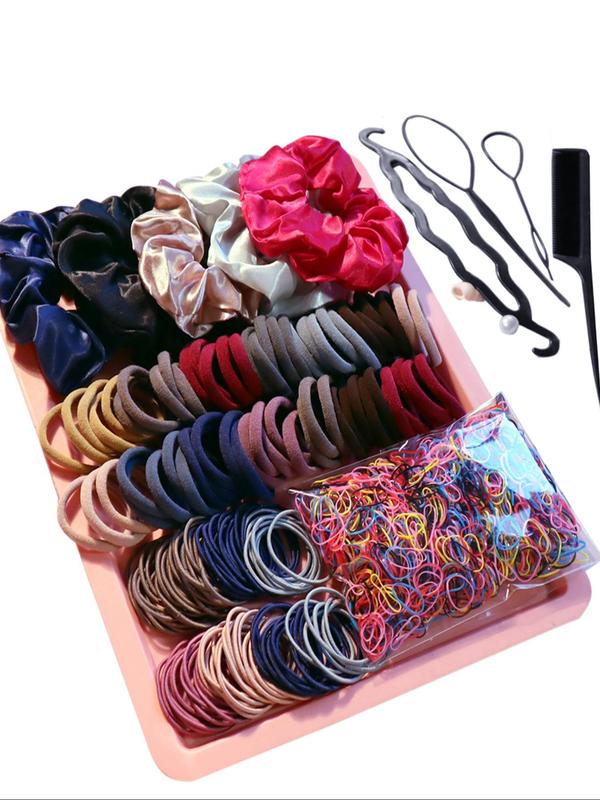 Plain Color Hair Accessories As Gift, Hair Accessories Set Including Hair Ties, Hair Scrunchie & Hair Styling Tools for Women for Daily Back To School