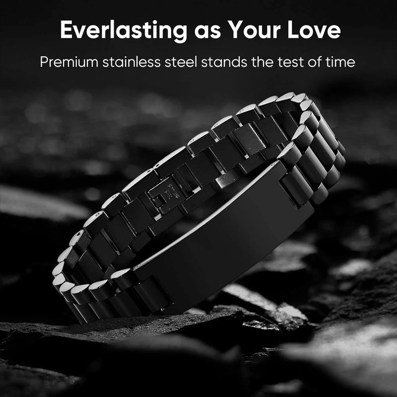 Masculine Watch Band Stainless Steel Link Bracelet Personalized Jewelry Gift for Men DAD Father Husband Boyfriend