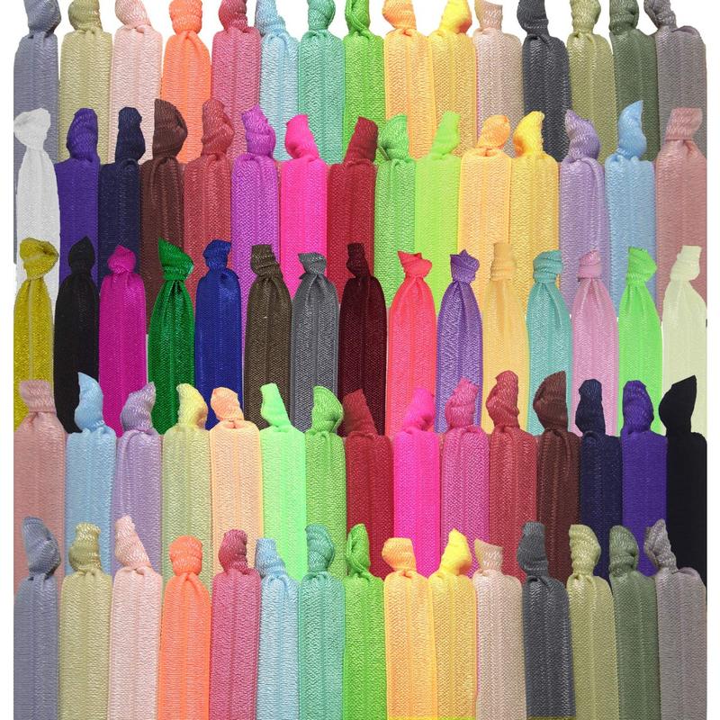 100PK No Crease Hair Ties For Women Fabric Hair Ties Cloth Ribbon Hair Scrunchies Knotted Ponytail Holders. Yoga Twist Flat Hair Bands Bulk Elastic Hair Ties Bracelet Grils (Mutil-20Colors)