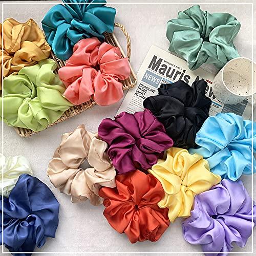 Large Satin Scrunchies Scrunchies  Scrunchies Sleeping Giant Scrunchie No Damage Big Satin Silk Scrunchies for Women(A)