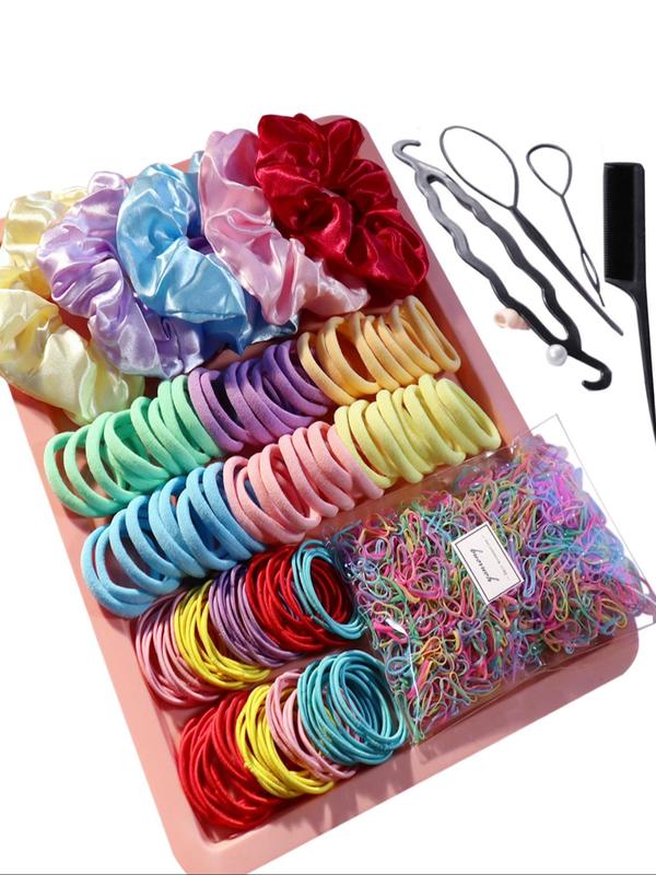 Plain Color Hair Accessories As Gift, Hair Accessories Set Including Hair Ties, Hair Scrunchie & Hair Styling Tools for Women for Daily Back To School