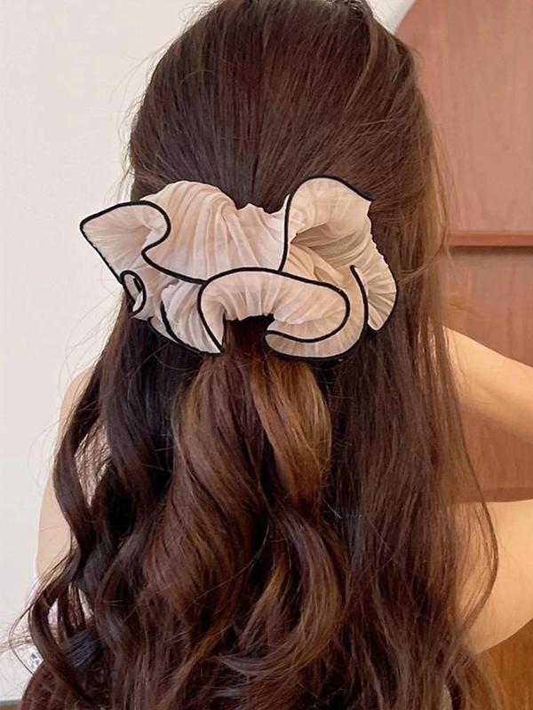 Textured Bowknot Contrast Binding Design Scrunchie (4pcs set), Cute Trendy Hair Tie, Fashionable Hair Accessories for Women & Girls for Daily Use