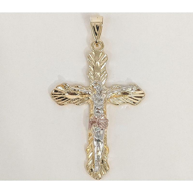 Plated Tri-Color Cross Pendant