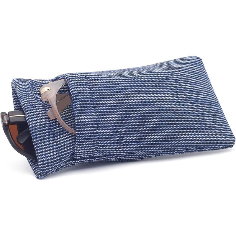 Double Glasses Case Soft Eyeglass Case For Women Men Squeeze Top Sunglasses Case With Cleaning Cloth