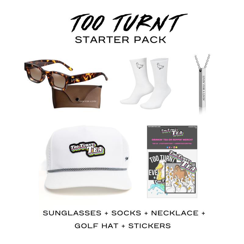 Too Turnt Starter Pack - Sunglasses, Socks, Hat, Necklace, Stickers