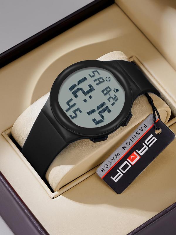 Men's Fashion Digital Watch, Casual Sporty Digital Watch with Luminous Dial & Alarm Mode, Waterproof Electronic Watch with Box