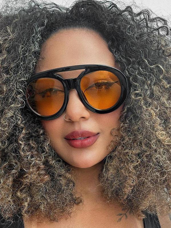 Unisex Street Style Y2k Sunglasses with Double Bridges, 1 Pair Trendy Casual Oval Frame Sunglasses for Everyday Use, Fashion Accessories for Outdoor Activities