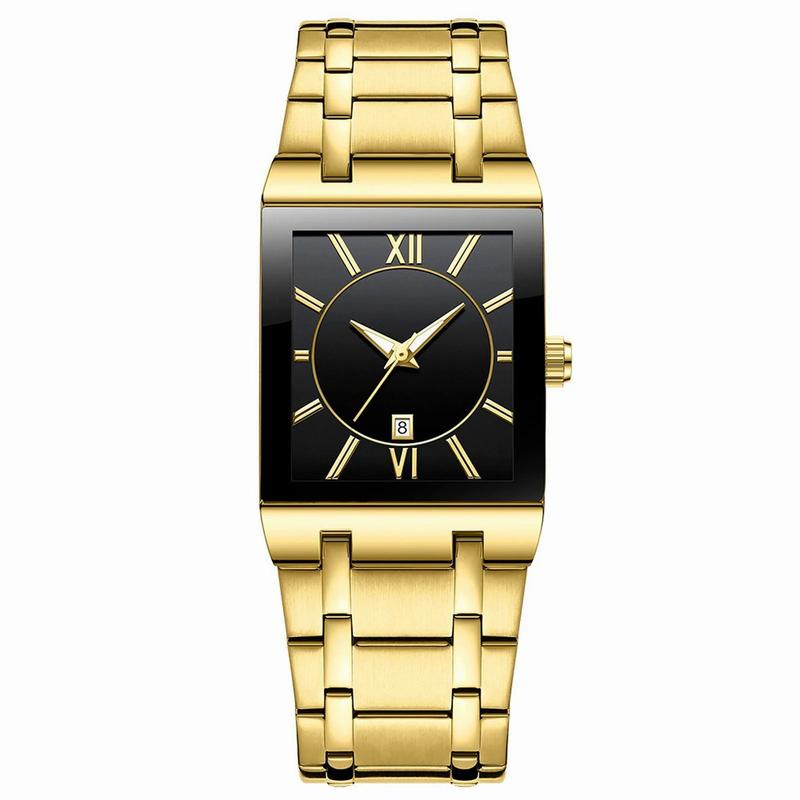 Square Watches For Men And Women Stainless Steel Mens Square Watch With Date Analog Quartz Fashion Vibration Alarm Watch