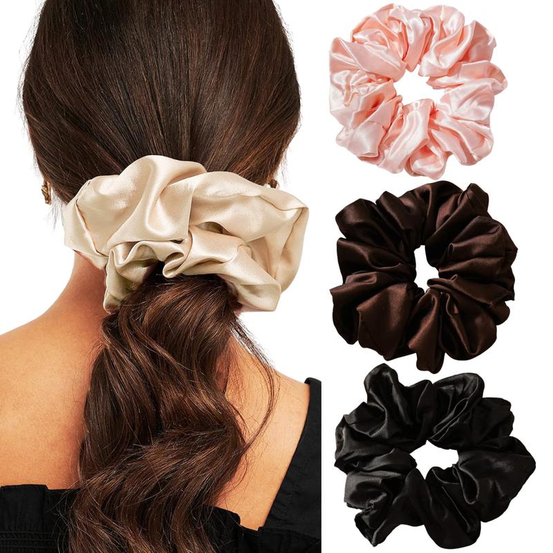 Large Satin Scrunchies Scrunchies  Scrunchies Sleeping Giant Scrunchie No Damage Big Satin Silk Scrunchies for Women(A)