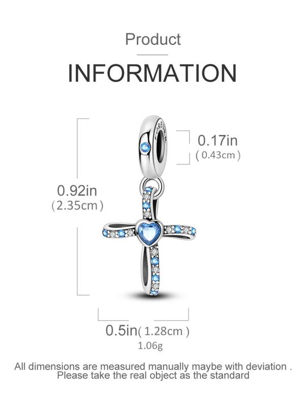 Rhinestone Decorated Cross Pendant, Heart Shaped Artificial Zircon Decor Diy Jewelry for Necklace Making, Trendy All-match & Exquisite Jewelry for Birthday Gift