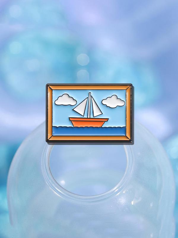 Sailboat Design Brooch, Cute Sailboat Badge for Backpacks, Jeans, Scarves, Hats Decoration, Fashion Accessories for Women & Men