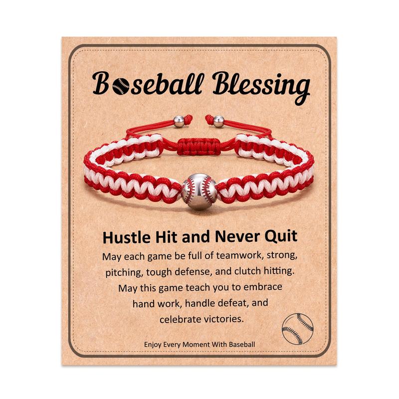 Baseball Bracelet, Adjustable Braided, Baseball Basketball Gifts for Teens, Teams, Son, Grandson Brother