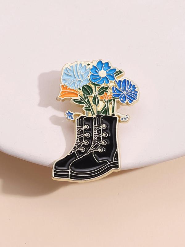 Fashion Boots & Flower Design Brooch Pin, Clothes Accessories for Women & Men, Fashion Brooch for Daily Clothing Decor, Trendy All-match & Exquisite Brooch for Birthday Gift