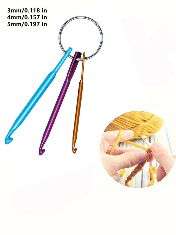 3pcs Minimalist Crochet Hook As Key Fob & Car Keychain, Multifunctional Crochet Hook for Knitting & Weaving, Fashionable & Versatile Tool for Daily Use