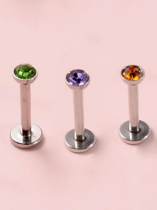 Cute Rhinestone Decor Lip Studs, 2024 New Style LGBT Pride Gift, Lip Piercing Jewelry, Y2k Cool Female Accessories Body Jewelry for Women & Girls