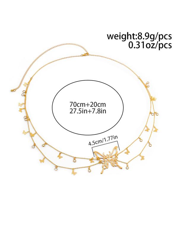 Women's Elegant Butterfly Design Waist Chain, Fashion Tiered Layered Body Jewelry for Party, Daily Decor, Trendy All-match & Exquisite Jewelry for Birthday Gift