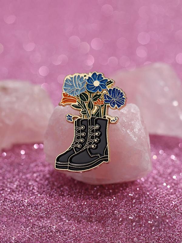 Fashion Boots & Flower Design Brooch Pin, Clothes Accessories for Women & Men, Fashion Brooch for Daily Clothing Decor, Trendy All-match & Exquisite Brooch for Birthday Gift