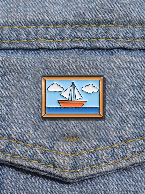 Sailboat Design Brooch, Cute Sailboat Badge for Backpacks, Jeans, Scarves, Hats Decoration, Fashion Accessories for Women & Men