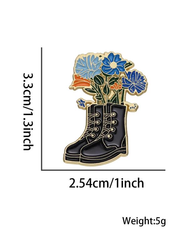 Fashion Boots & Flower Design Brooch Pin, Clothes Accessories for Women & Men, Fashion Brooch for Daily Clothing Decor, Trendy All-match & Exquisite Brooch for Birthday Gift