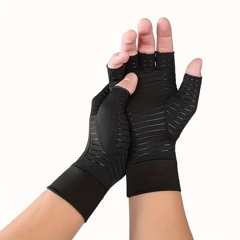 1 Pair Copper-Infused Compression Gloves for Typing & Daily Work - Fingerless Design, Hand Wash Only