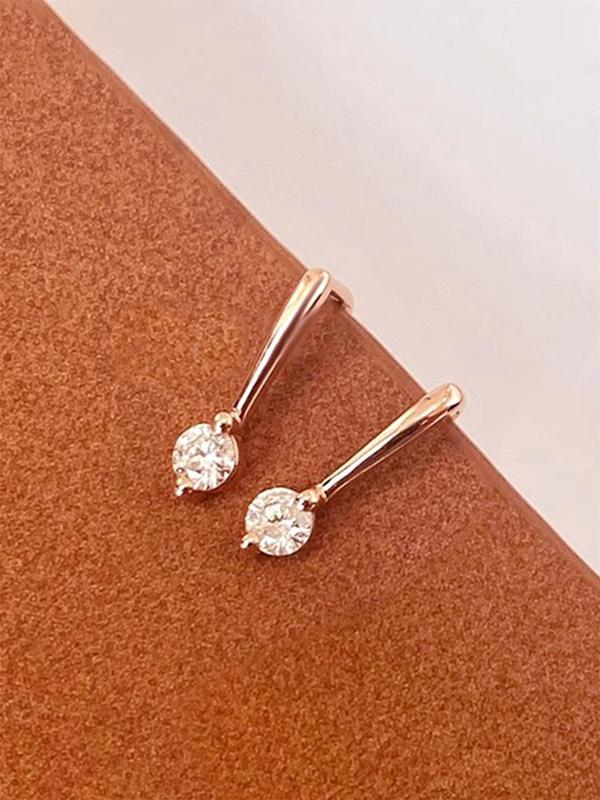 Simple Rhinestone Decorated Dangle Earrings, Fashionable Jewelry for Women for Party, Daily Clothing Decor, Trendy All-match & Exquisite Jewelry for Birthday Gift