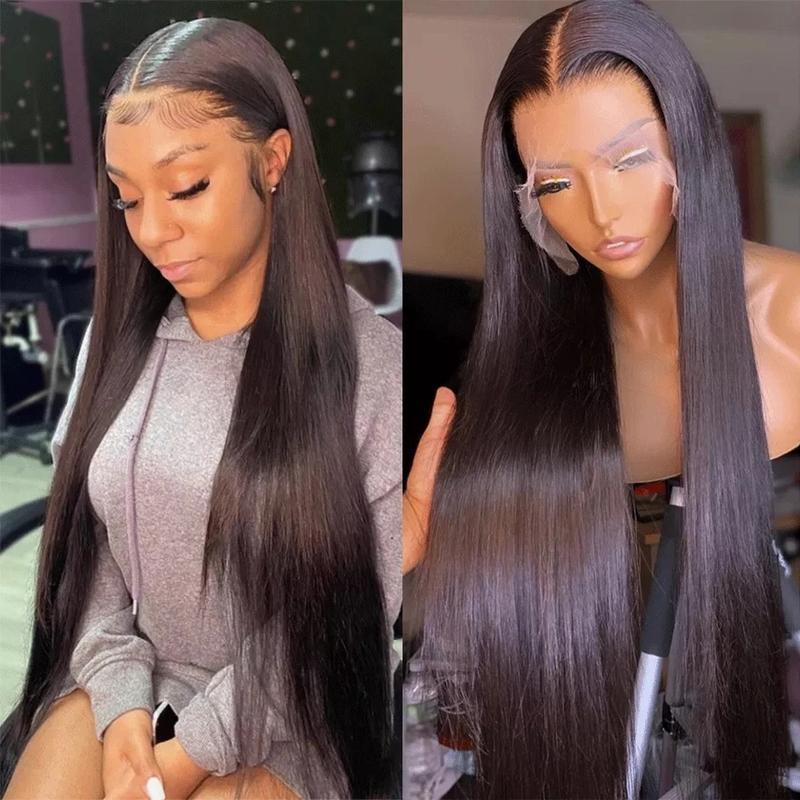 Bling Hair Fashion 32inch 13x6 13x4 Lace Front Wig Human Hair Wig Straight HD Transparent Brazilian Hair Lace Frontal Wig For Women Pre Plucked With Baby Hair Natural Black