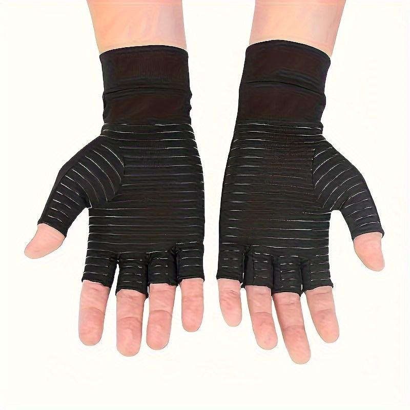 1 Pair Copper-Infused Compression Gloves for Typing & Daily Work - Fingerless Design, Hand Wash Only