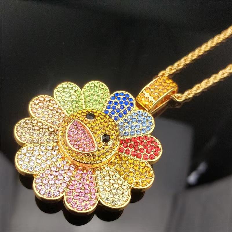 Sunflower Shiny Necklace Women's Original Fashion Men's Couple Jewelry Rotating Jewelry gertiepink nosering letter necklace tattoo  necklace street jewelry