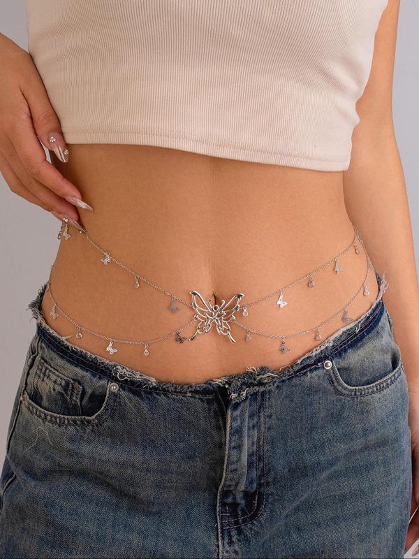 Women's Elegant Butterfly Design Waist Chain, Fashion Tiered Layered Body Jewelry for Party, Daily Decor, Trendy All-match & Exquisite Jewelry for Birthday Gift