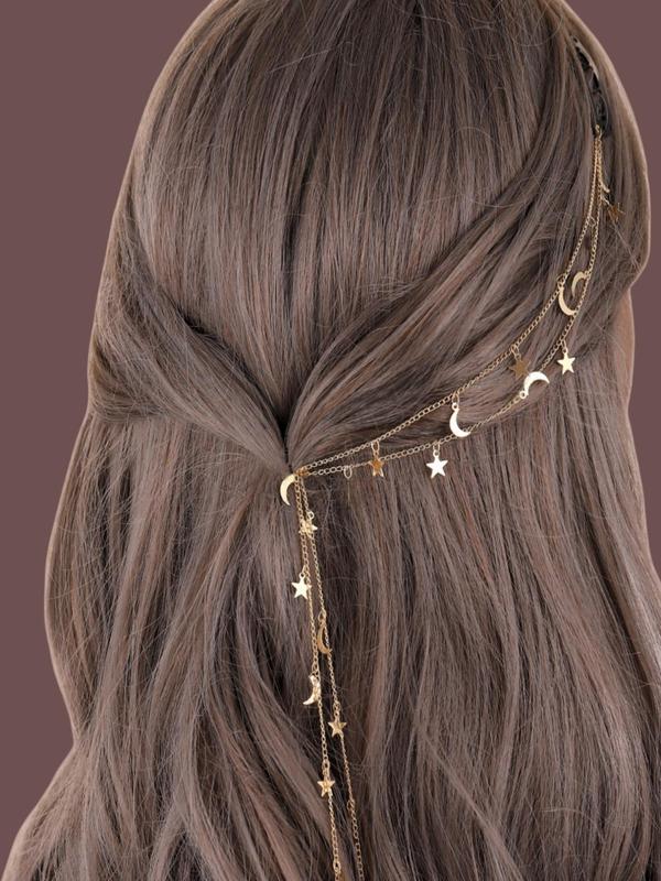 Women's Punk Style Hair Clip with Moon & Star Design As Gift, Casual Trendy Cute Hair Clip, Hair Accessories for Party & Daily Use