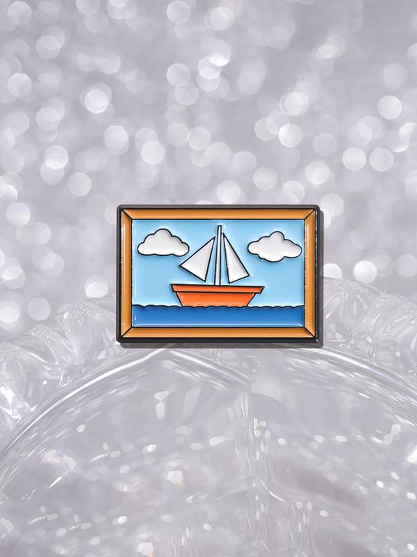 Sailboat Design Brooch, Cute Sailboat Badge for Backpacks, Jeans, Scarves, Hats Decoration, Fashion Accessories for Women & Men