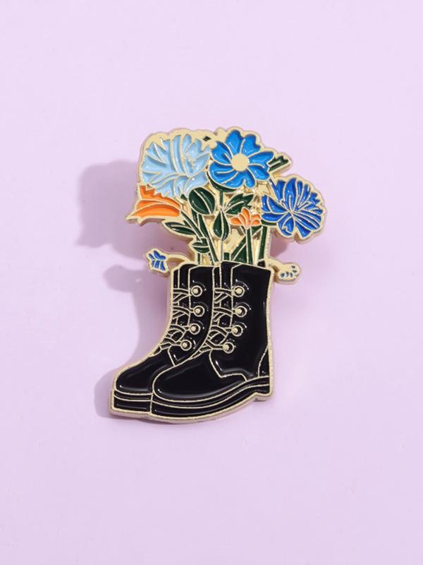 Fashion Boots & Flower Design Brooch Pin, Clothes Accessories for Women & Men, Fashion Brooch for Daily Clothing Decor, Trendy All-match & Exquisite Brooch for Birthday Gift