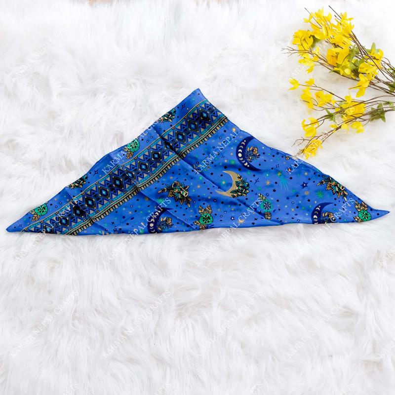 Hippie Boho Bandana, Square Head Scarf, Bohemian Hair Wrap, stocking stuffer, dog scarf Bandana, Celestial Print, Hair Accessory,Hair Turban